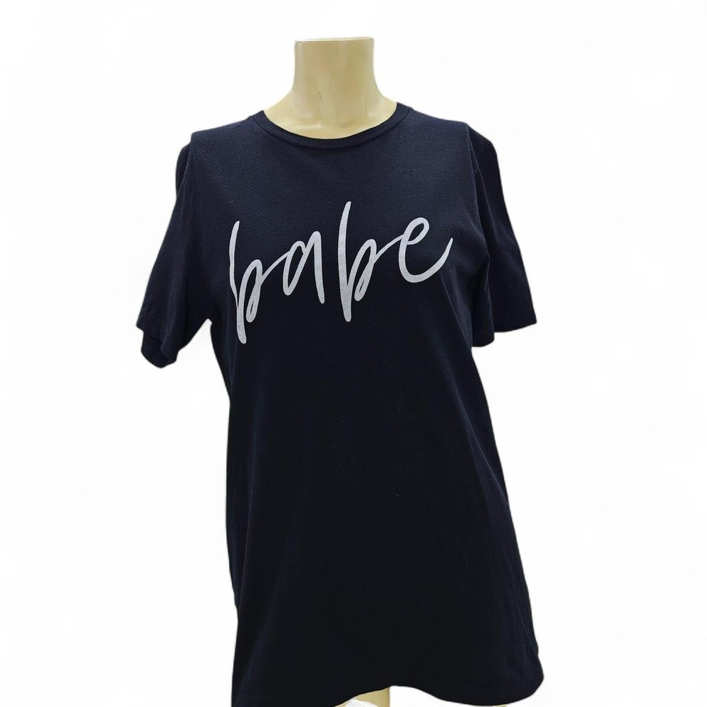 Bella Canvas Womens Babe Graphic Tee Shirt Black Navy Blue Size M Short Sleeve